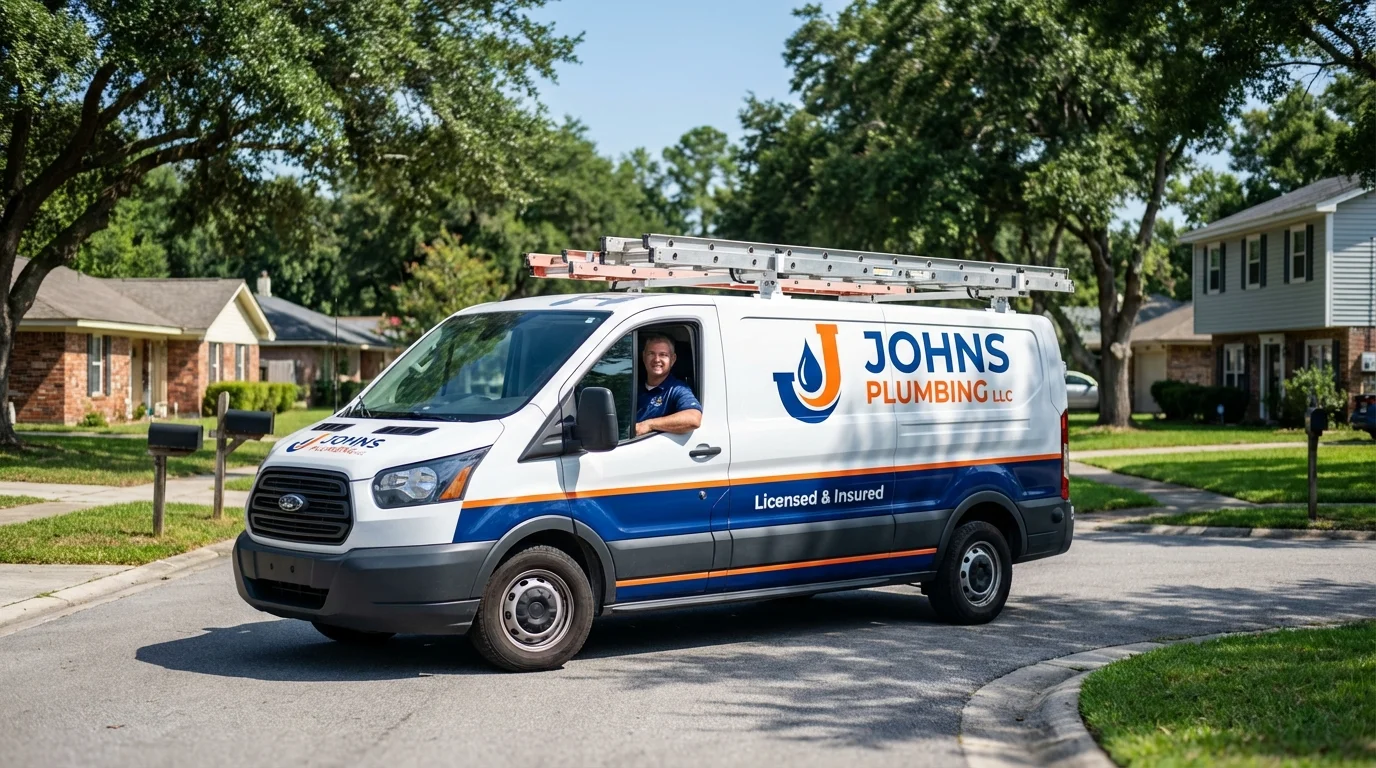 Johns Plumbing LLC service van in Santa Fe Springs, CA
