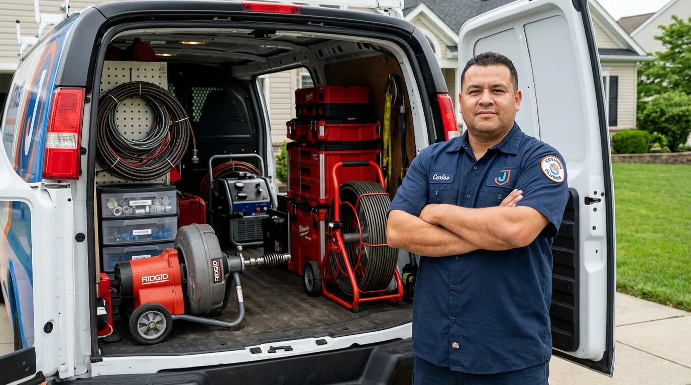 Professional drain cleaning equipment and Johns Plumbing LLC plumber in Santa Fe Springs