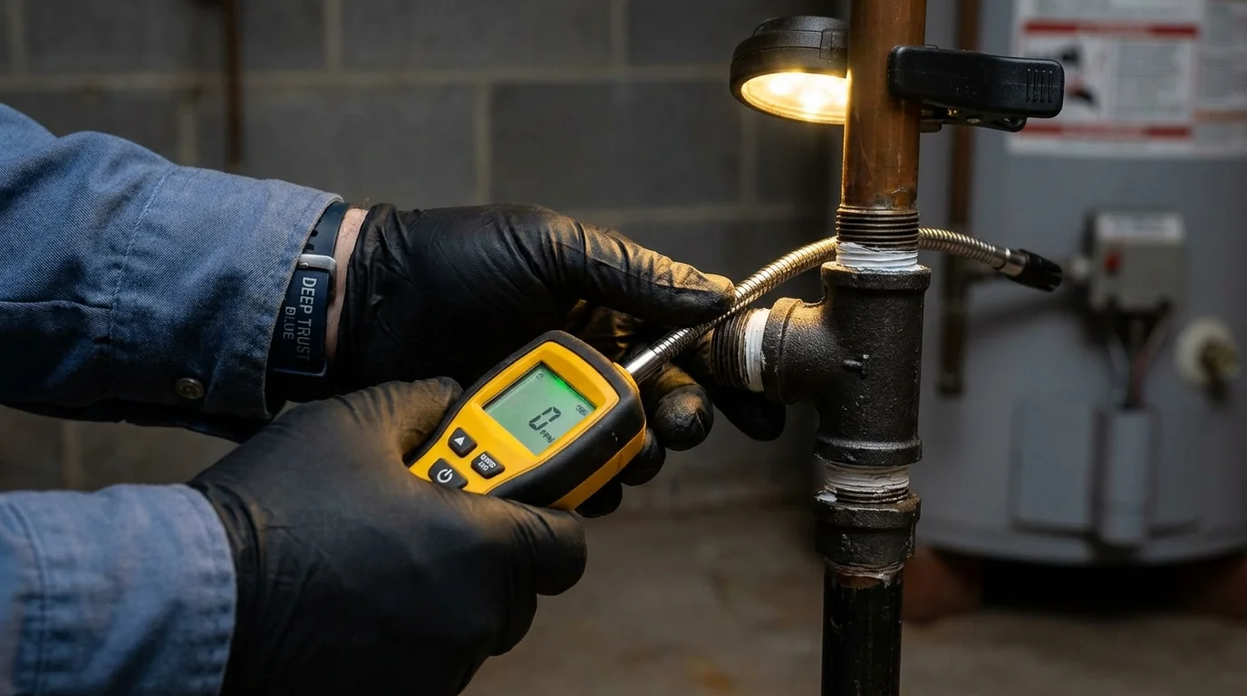 Gas leak detection with electronic sniffer by Johns Plumbing LLC in Santa Fe Springs